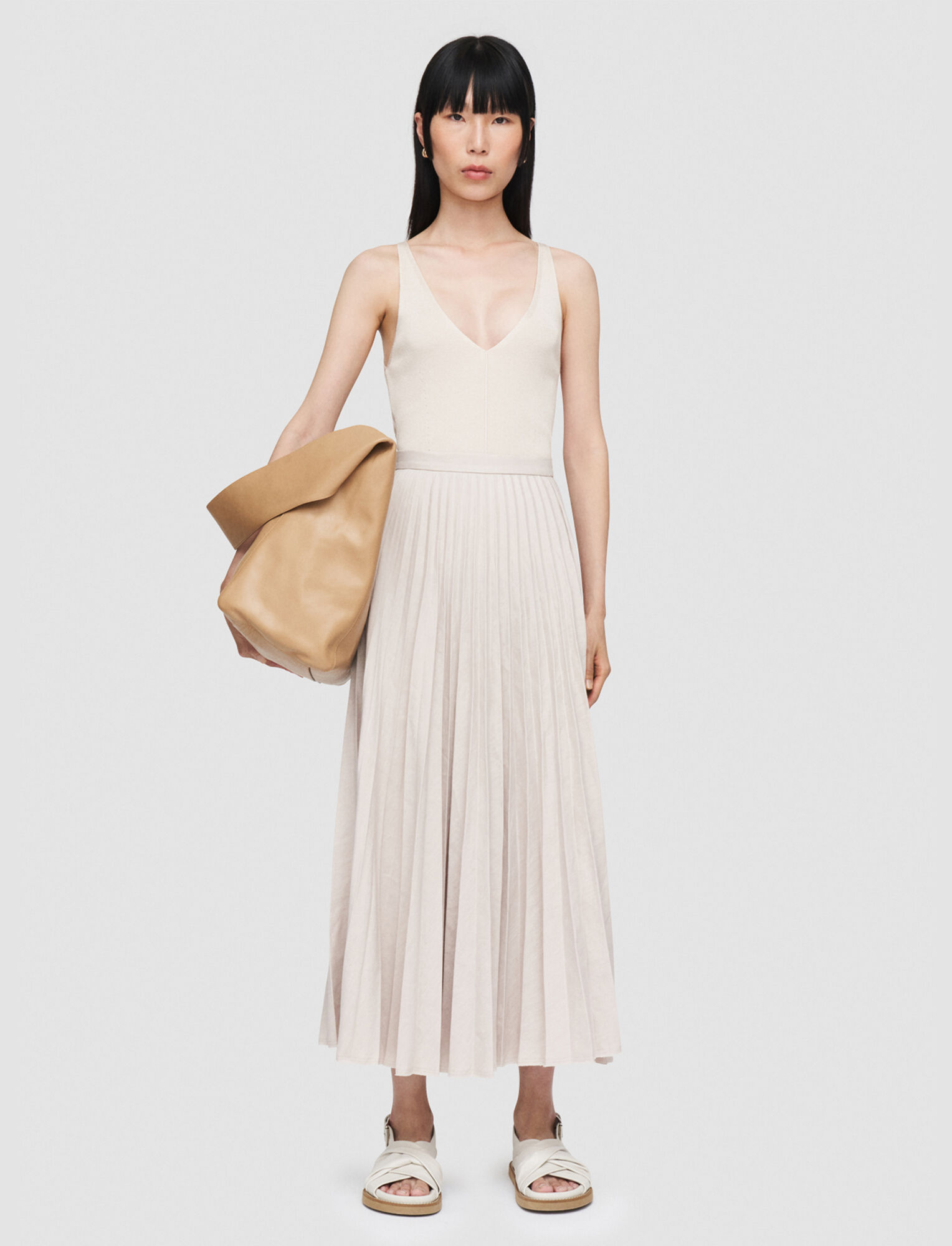 Joseph, Stretch Linen Cotton Siddons Skirt – Shorter Length, in Blush